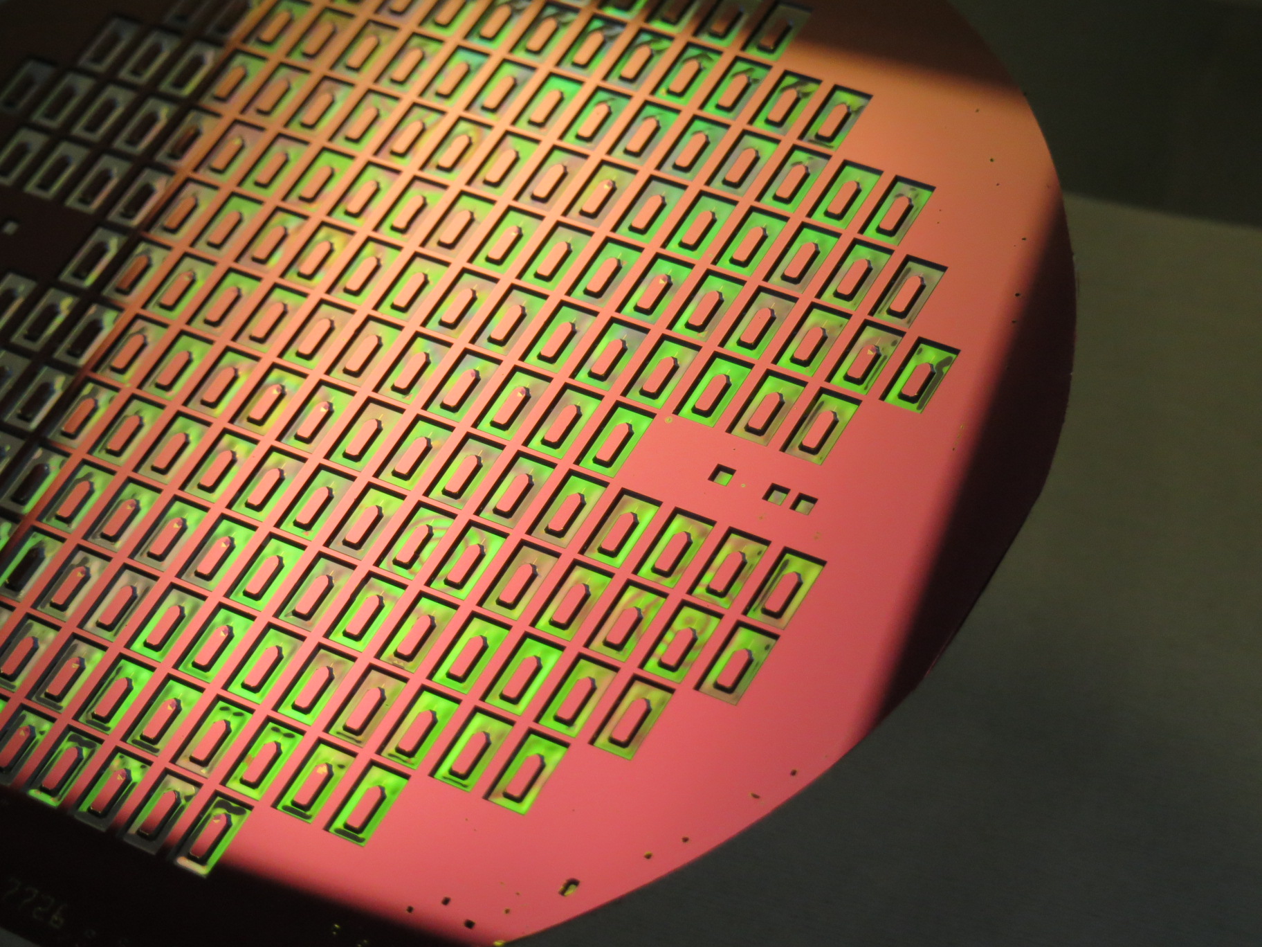 Optical image of formed chip bodies on the wafer